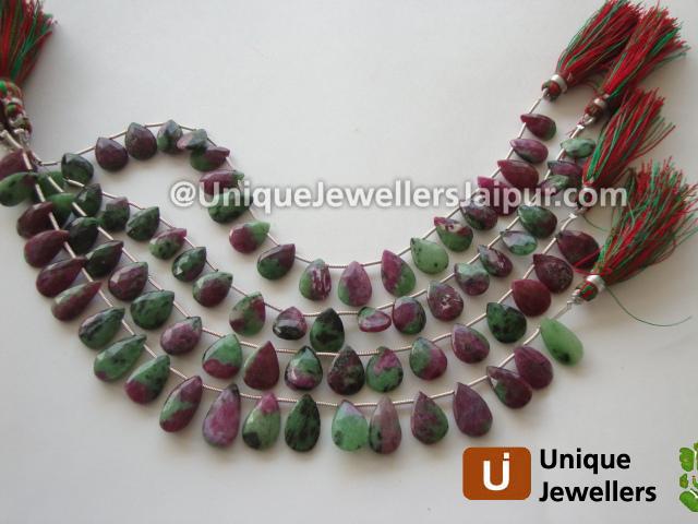 Ruby Zoisite Faceted Pear Beads